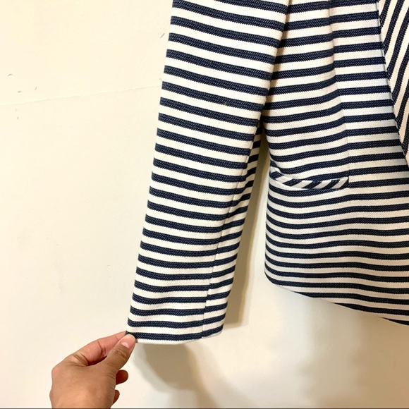 Ann Taylor Navy Stripe Cotton Blend Blazer Jacket Size 2P - Picture 8 of 11